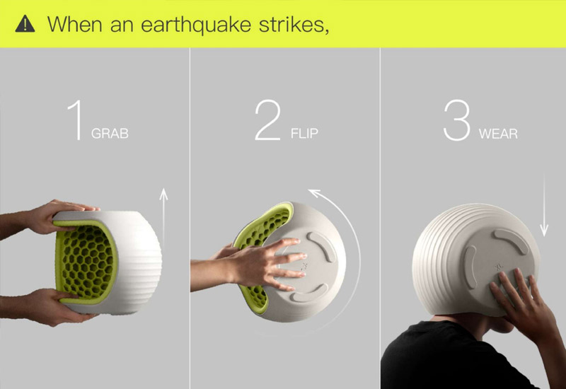 FLIP - Convertible Helmet-Stool for Earthquake Protection